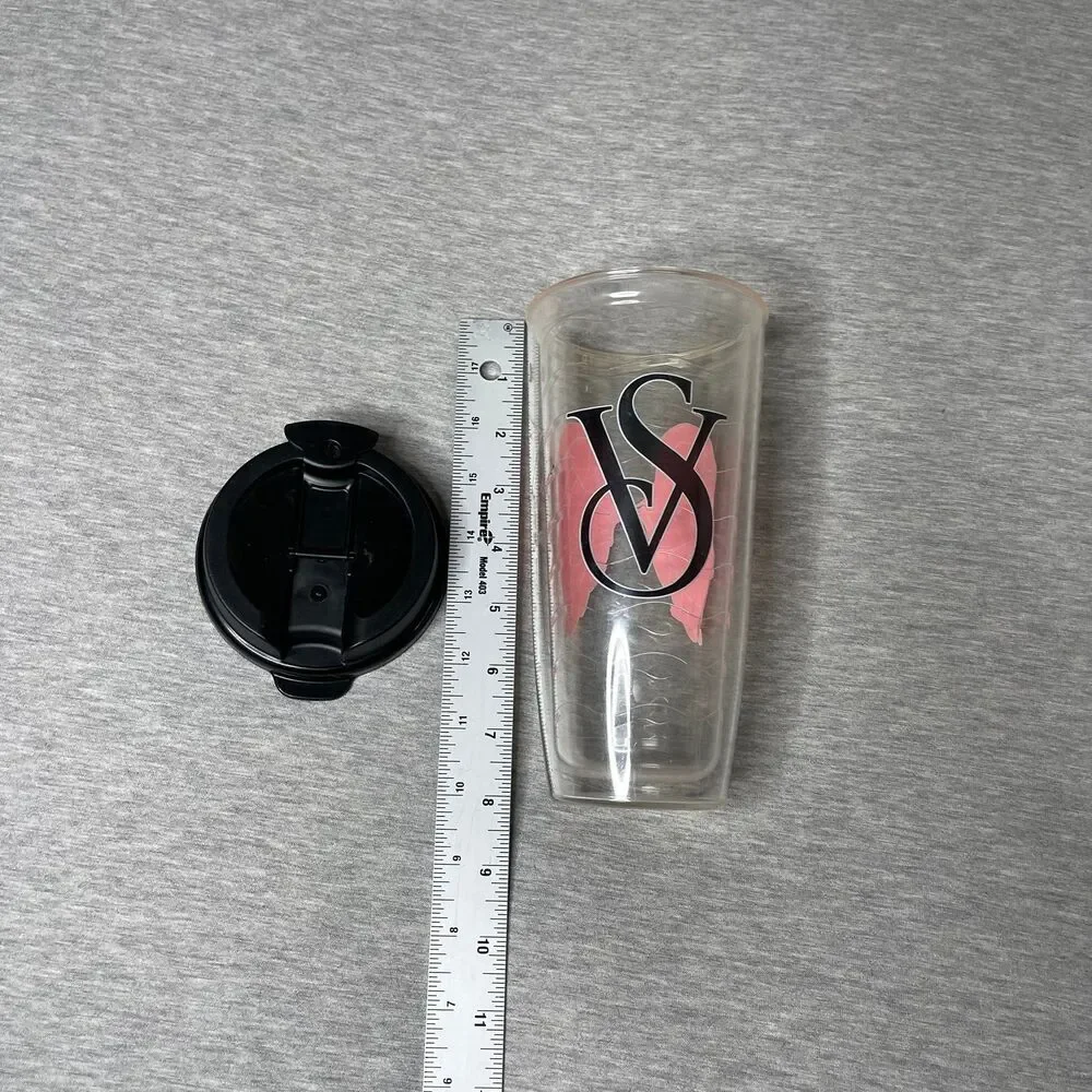 Victoria's Secret VS Clear Pink Wings 24 Oz. Insulated Tumbler Travel Mug